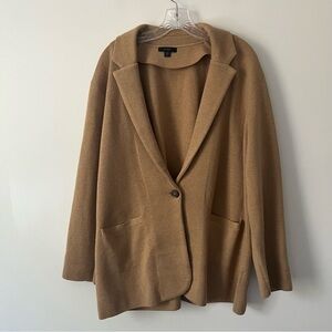 J Crew Cecile Relaxed One Button Sweater Blazer Tan Brown Merino Wool XXL